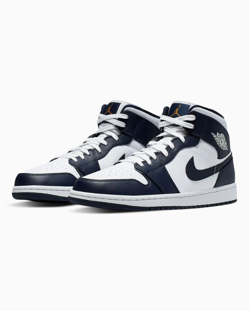 Jordan 1 Mid White Metallic Gold Obsidian