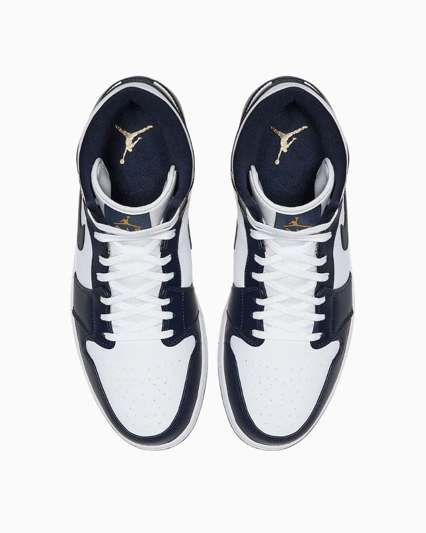 Jordan 1 Mid White Metallic Gold Obsidian