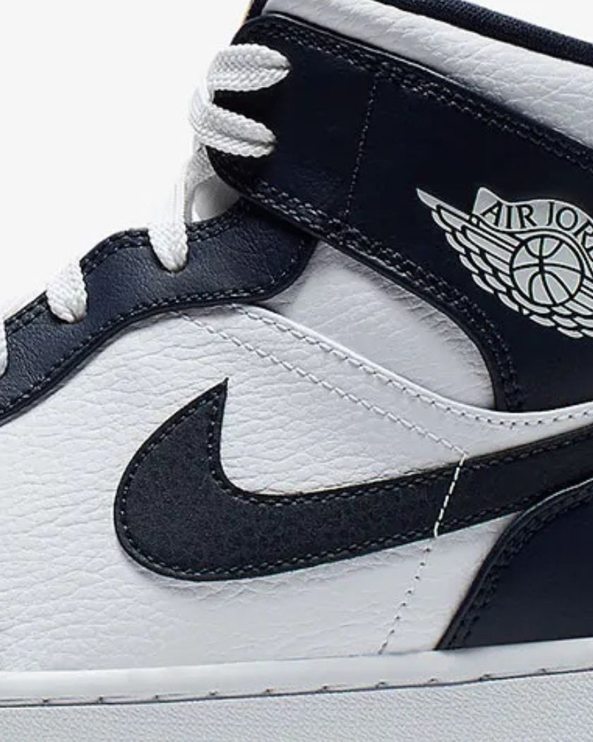 Jordan 1 Mid White Metallic Gold Obsidian