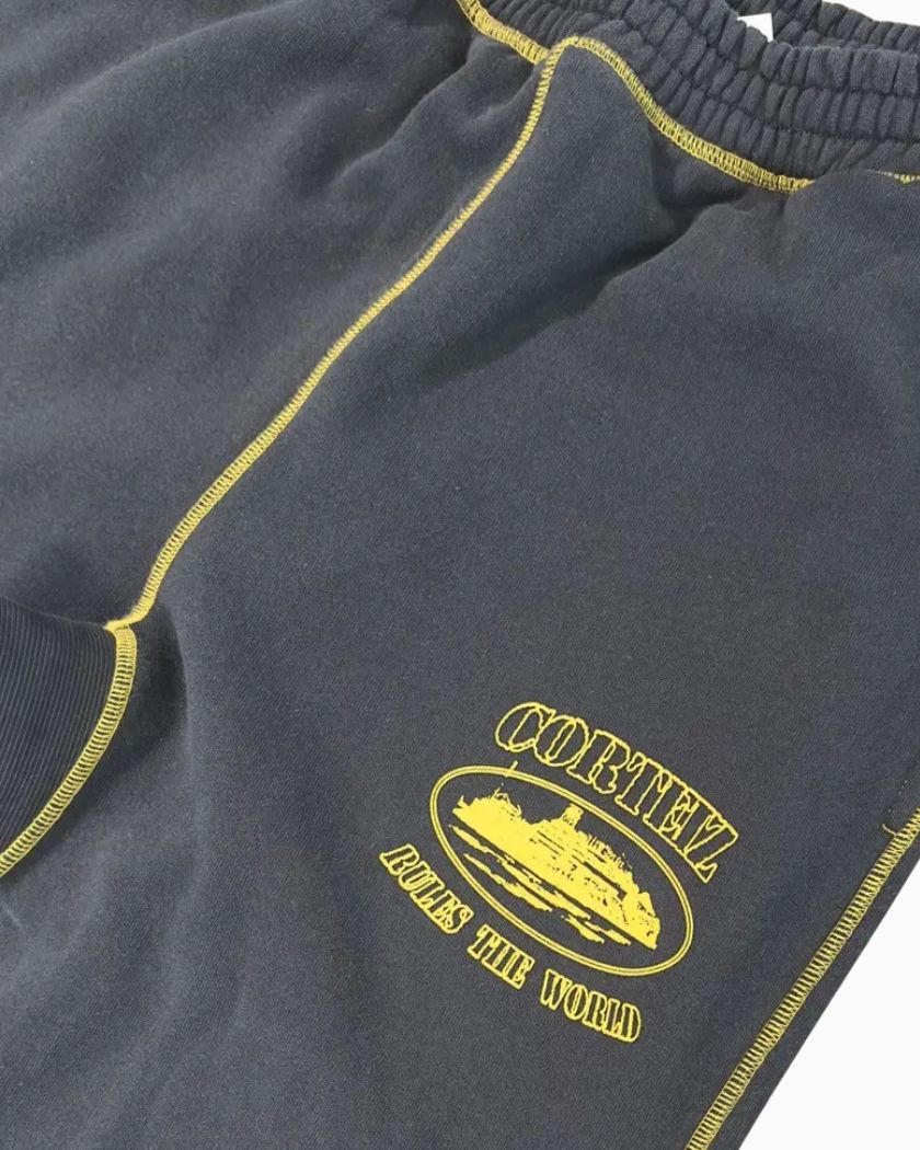 Corteiz Alcatraz Contrast Sweatpant Black Yellow