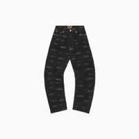 Corteiz Alcatraz Pattern Denim Jeans Black