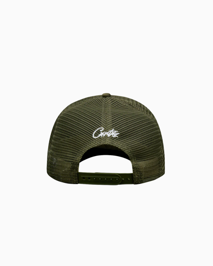 Corteiz Island Puff Print Trucker Hat Olive