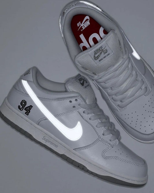 Nike SB Dunk Low Supreme 94 White Metallic Silver