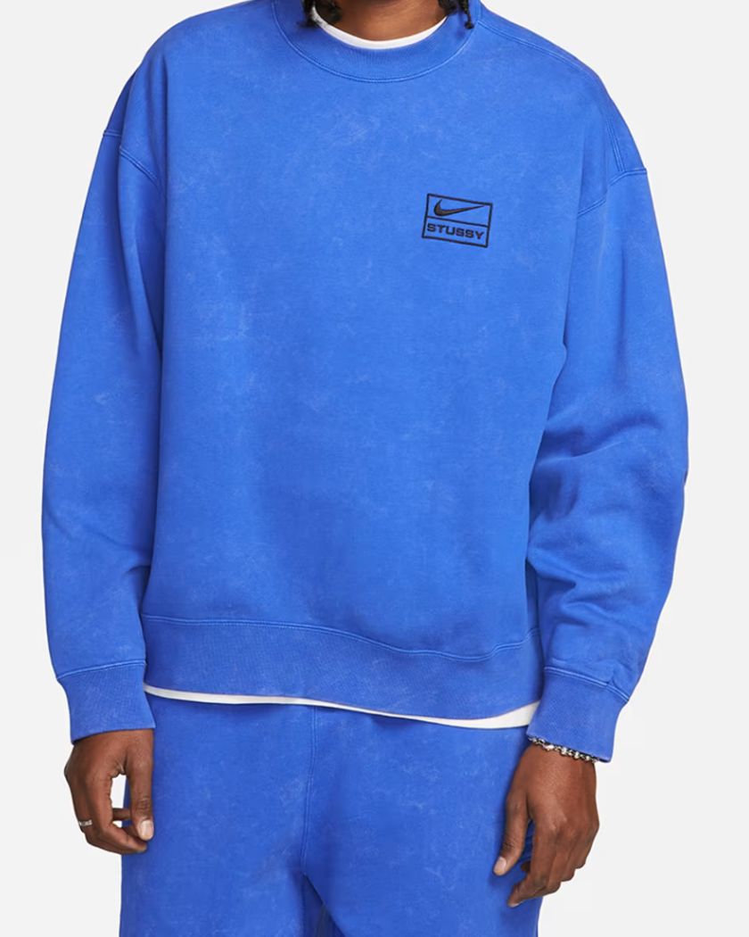 Nike x Stussy Acid Wash Crew Fleece Blue