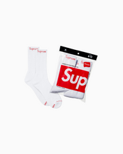 Supreme Hanes Crew Socks White ( 4 pack )