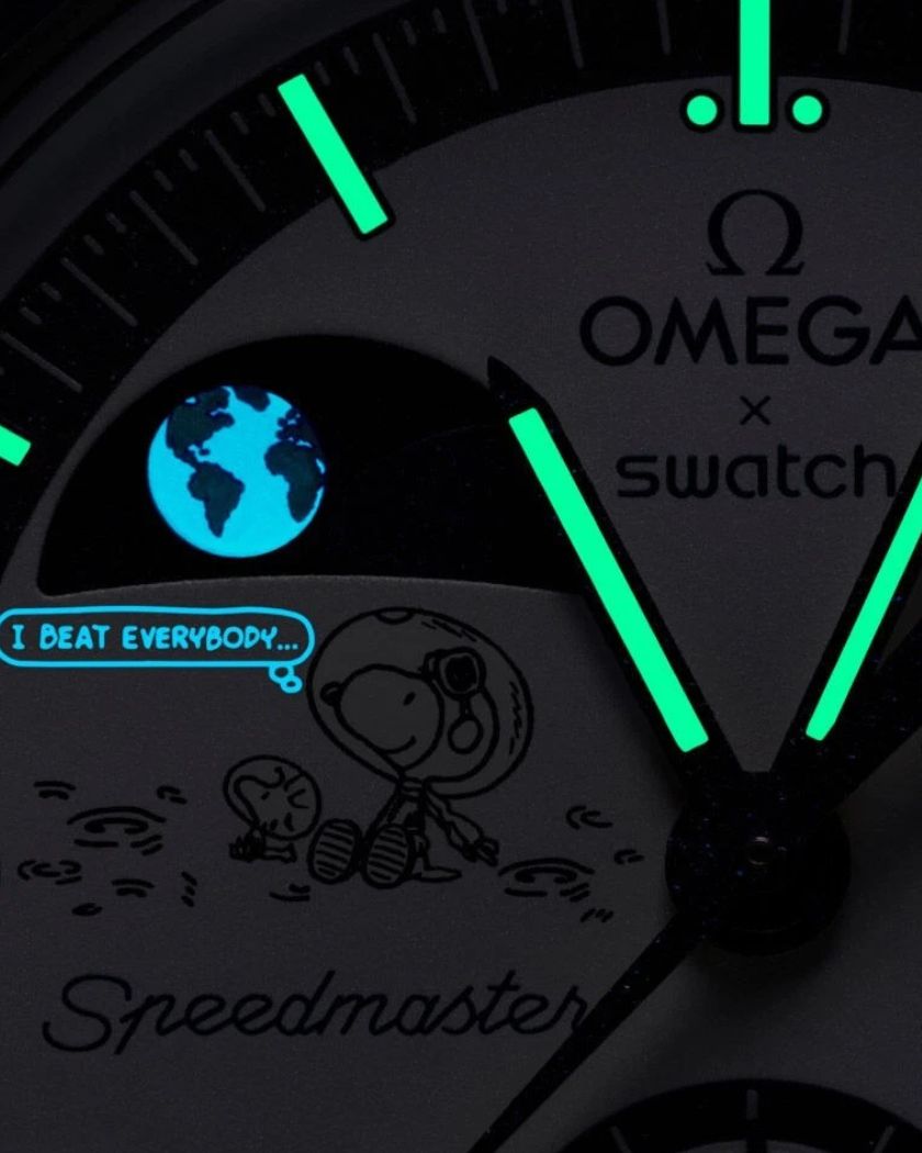 swatch x omega bioceramic moonswatch mission to earthphase snoopy
