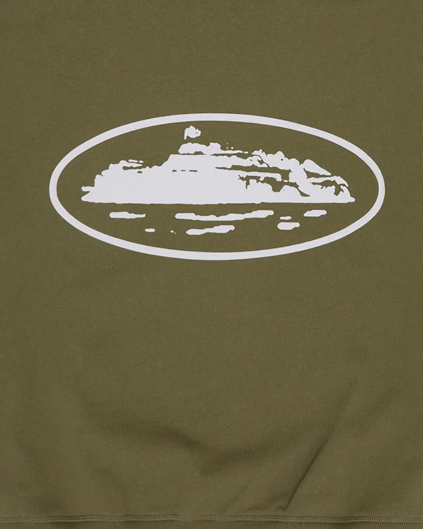 Corteiz Island Puff Pint Zip Hoodie Olive