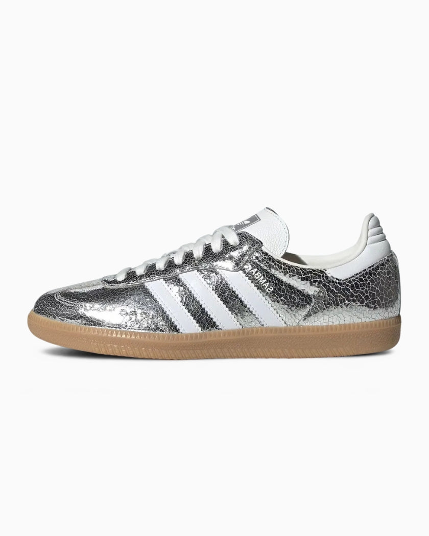 Adidas Samba OG Silver Metallic Cracked Leather