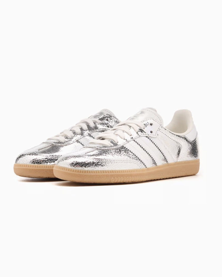 Adidas Samba Silver Metallic Cracked Leather