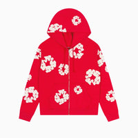 Denim Tears Cotton Wreath Zip Hoodie Red