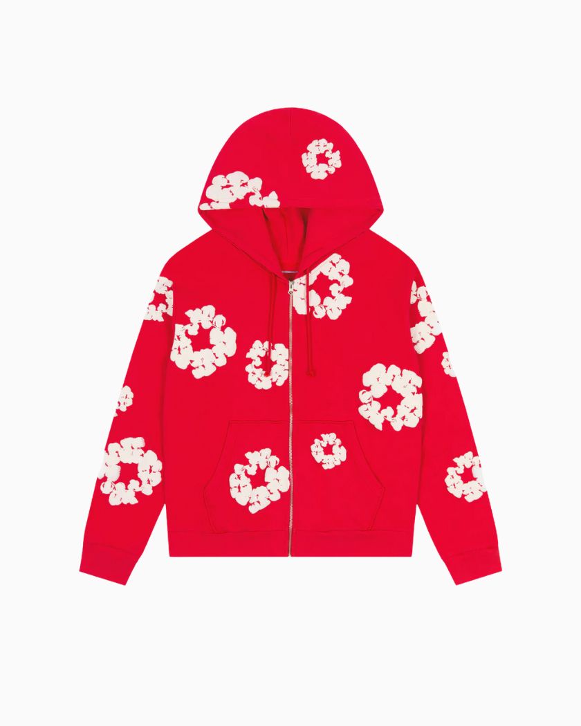 Denim Tears Cotton Wreath Zip Hoodie Red