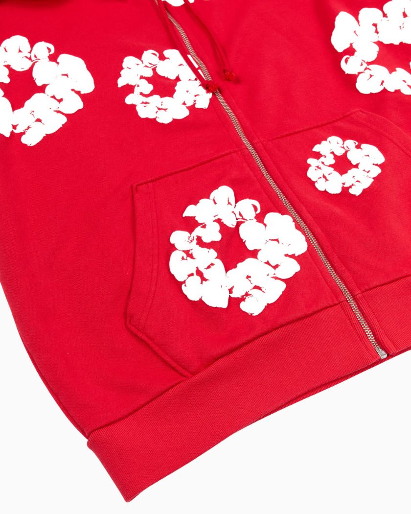 Denim Tears Cotton Wreath Zip Hoodie Red