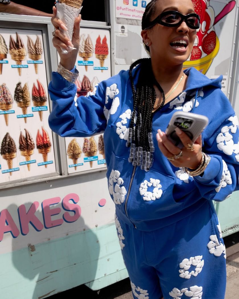Denim Tears Wreath Zip Hoodie Blue