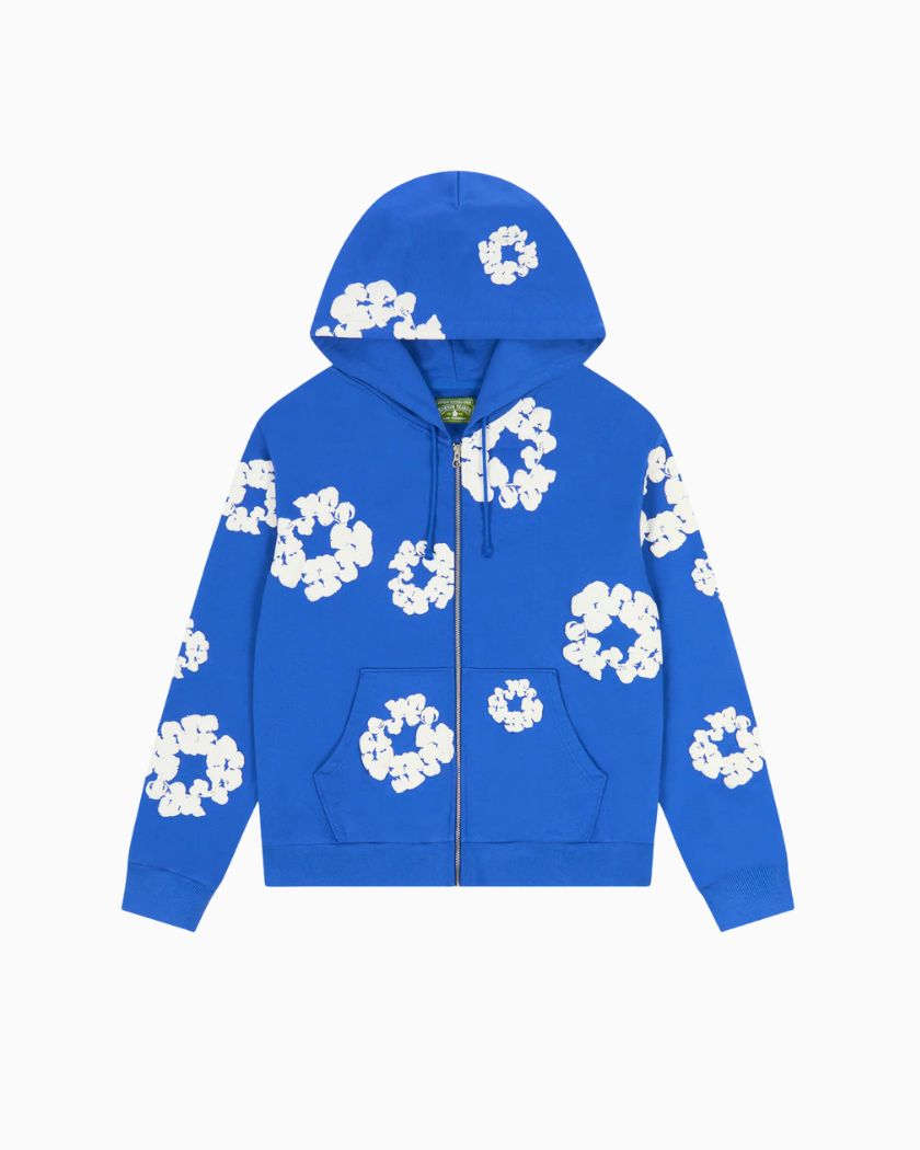 Denim Tears Wreath Zip Hoodie Blue