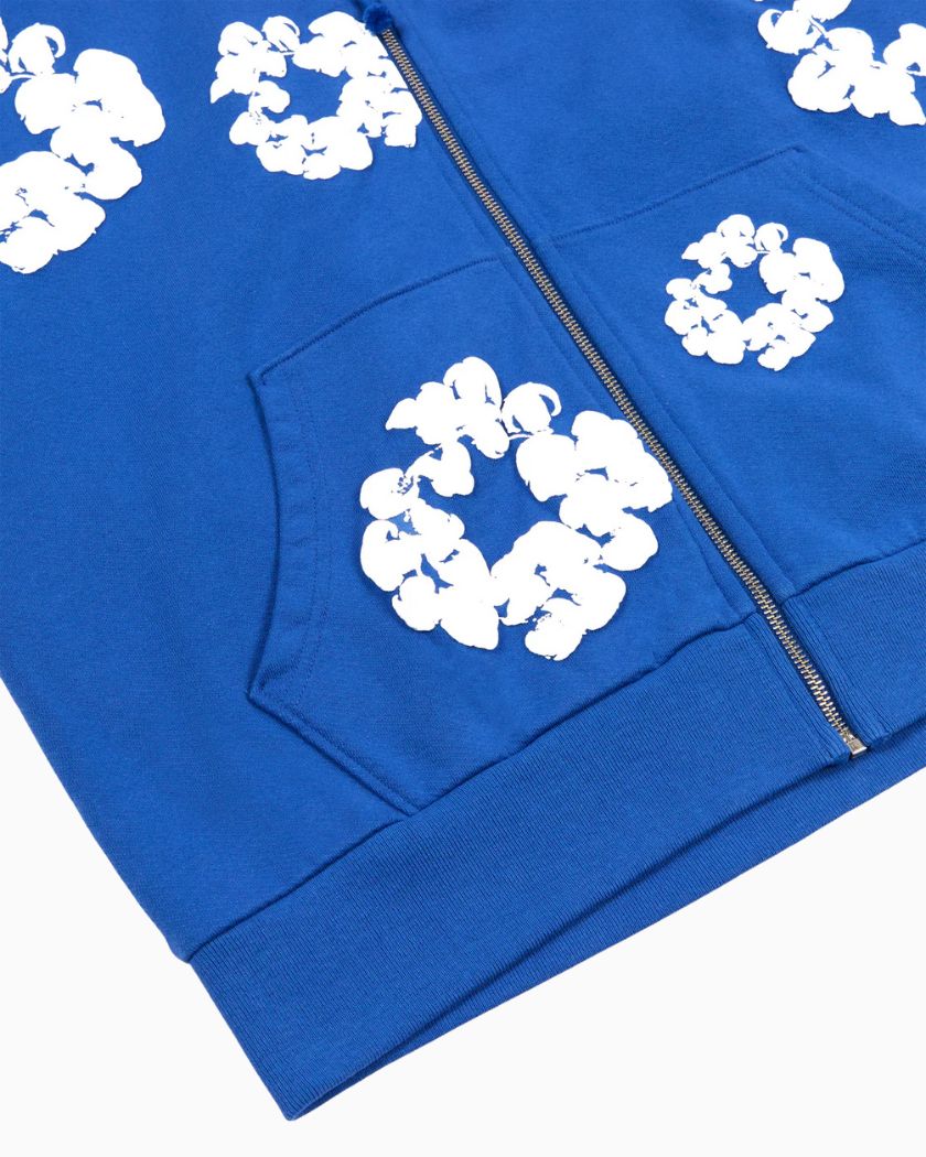 Denim Tears Wreath Zip Hoodie Blue