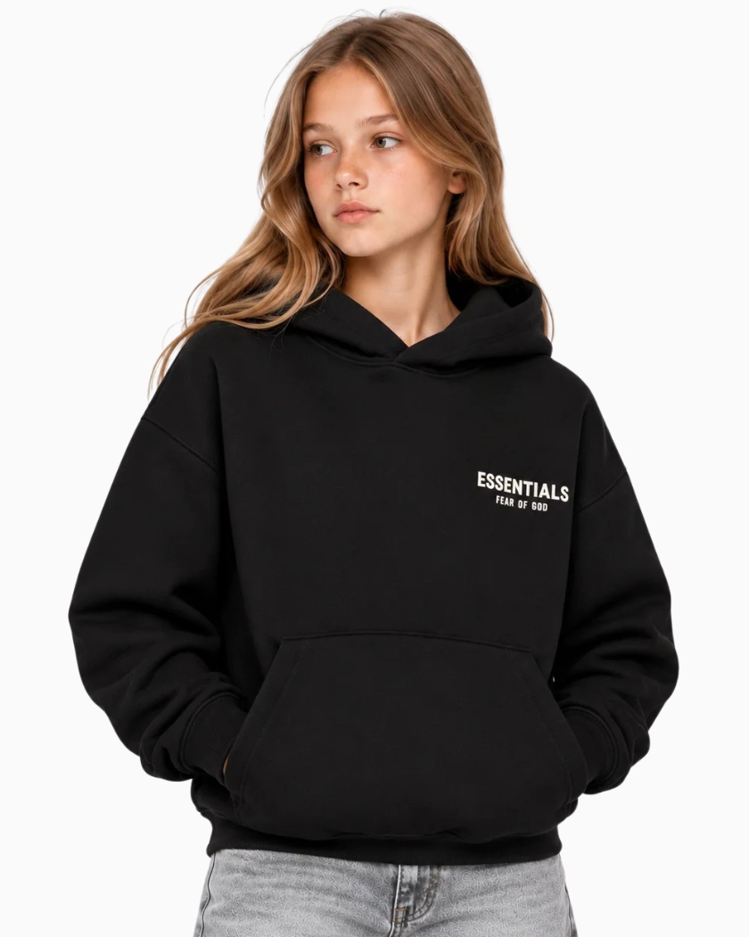 Fear of God Essentials Limo Black Hoodie Kids