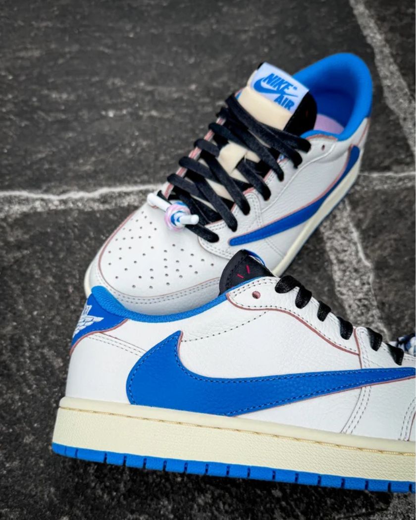 Air Jordan 1 Retro Low OG SP Fragment x Travis Scott Sail Military Blue