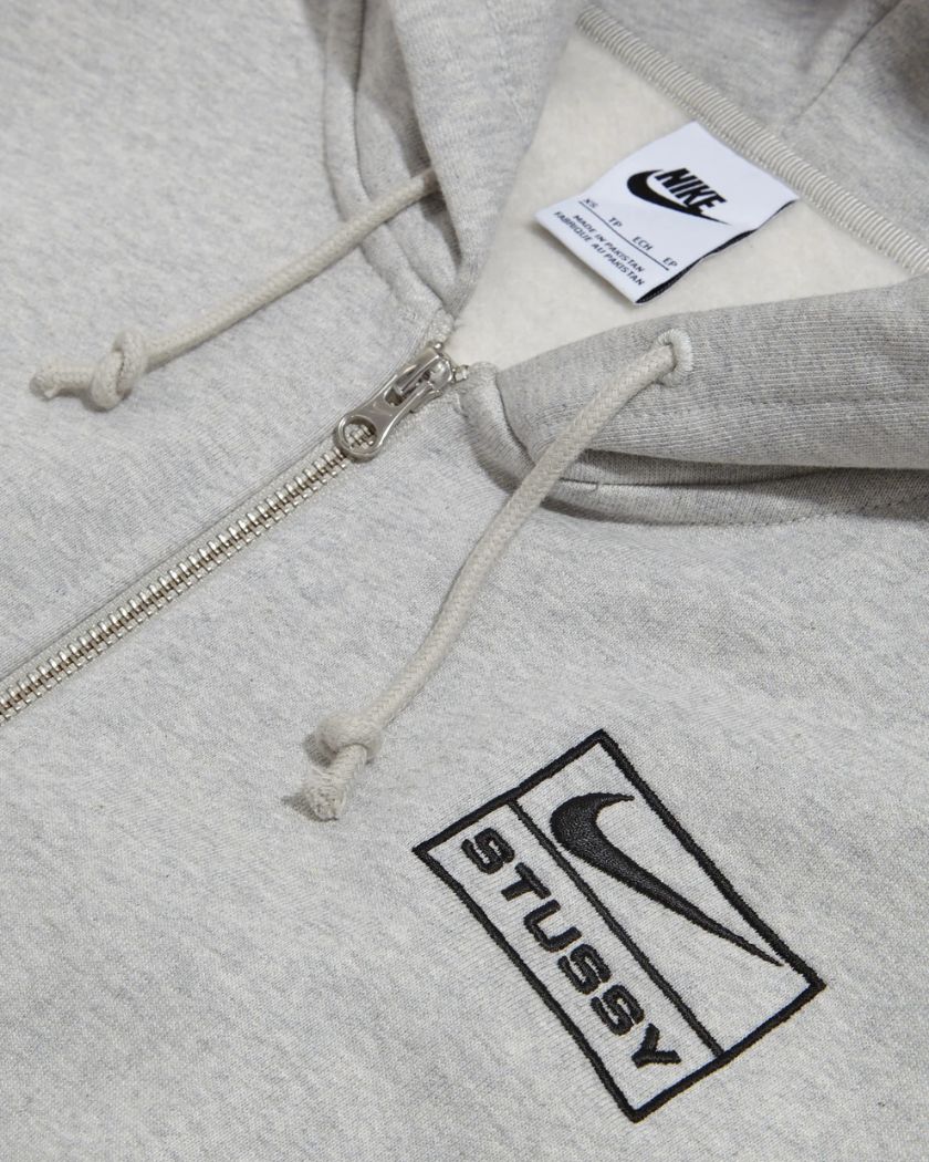 Stussy x Nike Fleece Zip Hoodie Grey Heather (FW25)