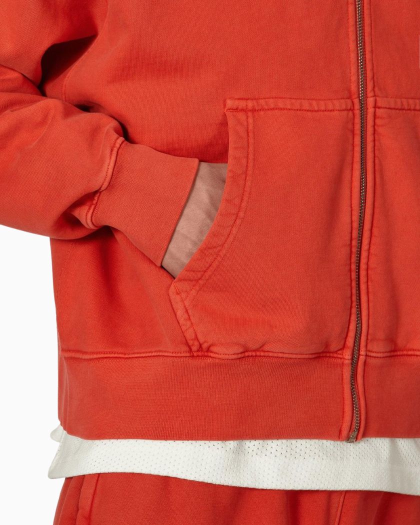 Stussy x Nike Pigment Dyed Fleece Zip Hoodie Habanero Red