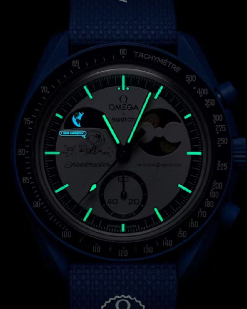Swatch x Omega Bioceramic Moonswatch Mission To Earthphase Moonshine Snoopy Gold - SO33N702L