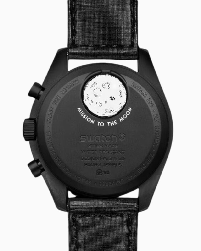 Swatch x Omega Bioceramic Moonswatch Mission to Moonphase Snoopy Black