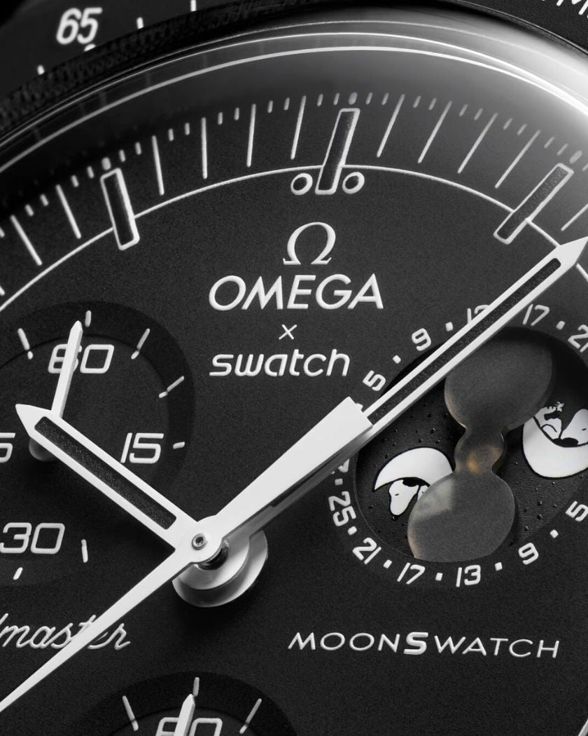 Swatch x Omega Bioceramic Moonswatch Mission to Moonphase Snoopy Black